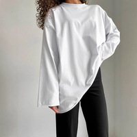 Haute qualité surdimensionné Streetwear femmes T-shirt col rond à manches longues décontracté grande taille Gym 260gsm poids lourd T-shirt pour les femmes