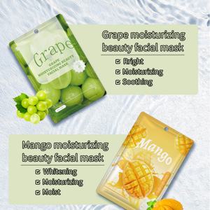 Masque facial pour soins de la peau OEM, infusé à l'acide hyaluronique, rafraîchissant et hydratant, avec des extraits de raisin, mangue, tomate et avocat pour le visage - Product Image 3