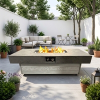 Table de foyer rectangulaire en métal galvanisé 48x24 pouces, 50000 BTU, au propane, écologique, pour patio extérieur, deux options de hauteur