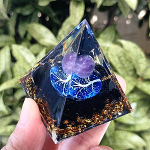 Kogiya <b>Crystal</b> Pyramid Resin Epoxy Ornament Purple <b>Ball</b> White Tree Internal Engraving Home Decoration Desktop Gift - Product Image 2