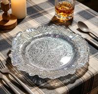 Assiettes de présentation élégantes de 13 pouces, décoratives pour mariage, en PP transparent texturé, pour banquet de mariage, fête