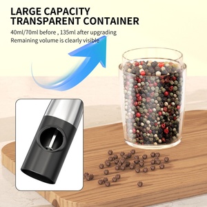 Juego de molinillos de pimienta y sal Gravity, molinillo de pimienta ajustable de acero inoxidable, juego de molinillos eléctricos de sal y pimienta recargables - Product Image 3