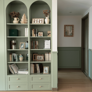 Mueble de TV, Mueble de Almacenamiento y Estantería para Sala de Estar, Estilo Retro Francés, Color Verde <span class=keywords><strong>Oliva</strong></span> Crema (Proceso de Acabado Lacado) - Product Image 5