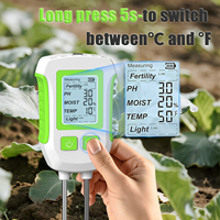 KONLEN Testeur de sol numérique 5-en-1 : pH-mètre, analyseur d'humidité (0-90% HR), température (-10°C-90°C), luminomètre pour jardin