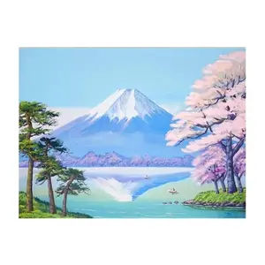 CHENISTORY DZ992971 no frame paint by numbers on canvas Sakura snow mountain colorazione fai <span class=keywords><strong>da</strong></span> te per numero pittura su tela acrilica - Product Image 1