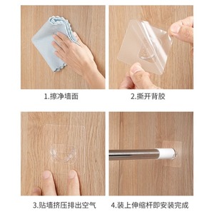 Telescopic Hanging Rod Support <b>Single</b> Hook Plastic Easy Installation <b>Wardrobe</b> Closet Organizer No Drilling Required - Product Image 4