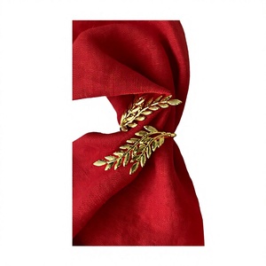 Anneaux de serviette réglables en métal doré motif grain de blé, de qualité alimentaire, de luxe, pour la table, accessoires de table - Product Image 1