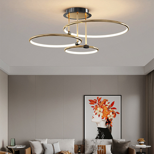 거실 램프 미니멀하고 웅장한 창조적 인 침실 조명 방 조명 링 노드 침실 샹들리에 - Product Image 4