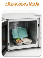 Boîte à lunch bento pour enfants en acier inoxydable élégante et brevetée, couvercle anti-fuite, sans BPA, grande capacité, 3 compartiments, compatible micro-ondes