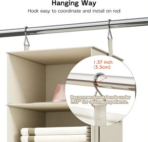 6-Shelf Hanging Closet Organizer with 3 Drawers 2 Separable 3-Shelf Closet Organizers and <b>Storage</b> for Wardrobe Organization - Product Image 6