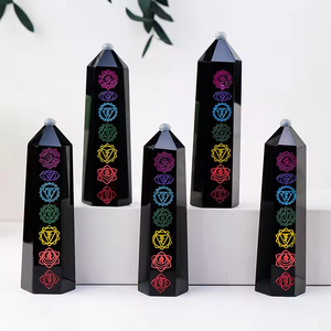 Nova Chegada: Torre de Obsidiana Natural Polida com 7 Pontas de Cristal para Cura Energética e Tendências de Bem-Estar - Product Image 5