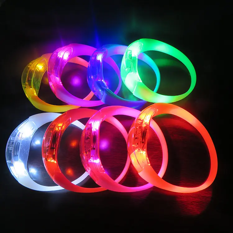 Halloween Christmas Party Supplies Sound Activated Led Flashing Silicone Bracelet LOGO Music Activated Led Silicone Wristbands