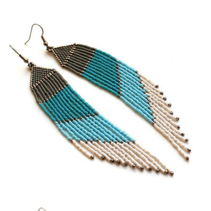 Pendientes largos de cuentas hechos a mano Happiness - Product Image 1