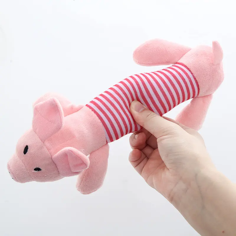 Stuffed Plush Toys Pet Dog Cat Funny Fleece Durability Plush Dog Toys Squeak Chew Sound Toy Fit For All Pets Elephant Duck Pig