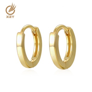 Orecchini a Cerchio Minimalisti XZY in Argento Sterling 925 Placcato Oro per Donne, Misure 5/6/7/8/9/10/12mm - Product Image 2