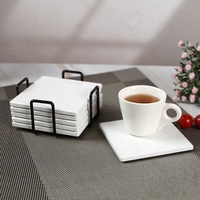 Lot de sous-verres en céramique dolomite personnalisables DIY, carrés, absorbants, écologiques, avec base en liège, vierges pour sublimation, modernes
