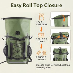 Sac à dos étanche en TPU 40L robuste avec fermeture à enroulement et design rembourré pour la randonnée, le camping et toutes les saisons - Product Image 6