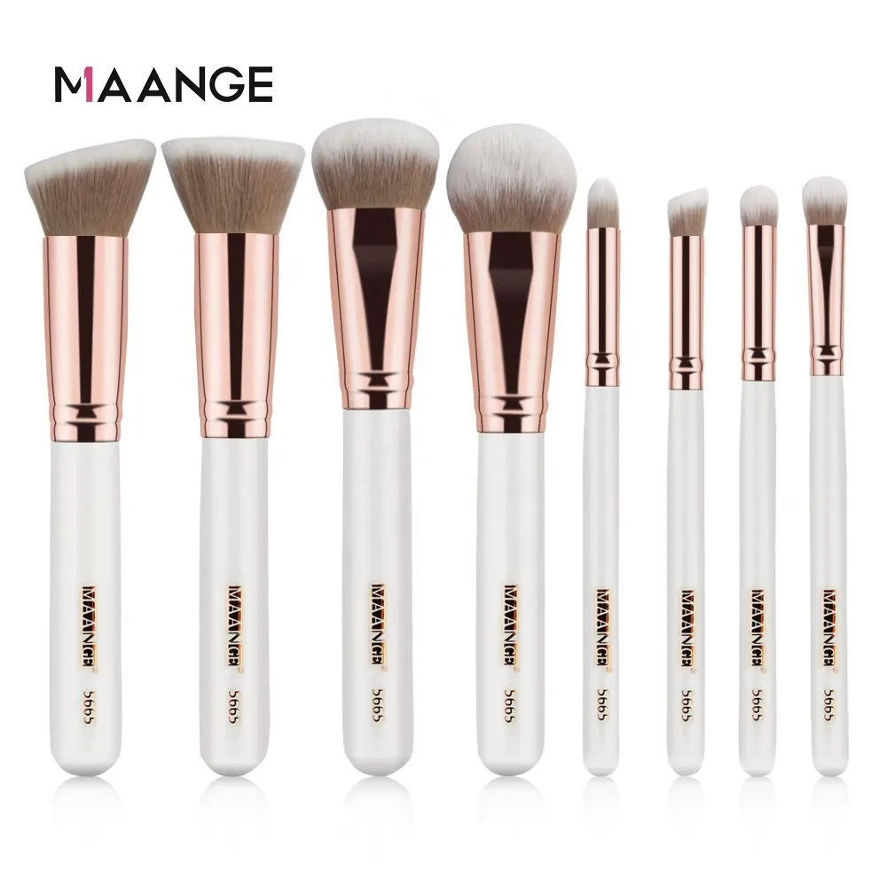 MAANGE 8pcs Make up Brushes Set High Quality Makeup Tools White Black Face Eye Travel Custom Private Label Makeup Brush Set