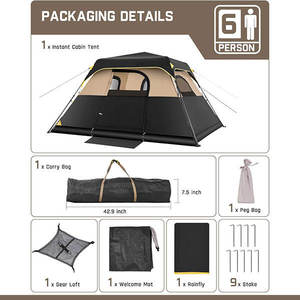Tente de <span class=keywords><strong>camping</strong></span> familiale instantanée à ouverture automatique, imperméable et coupe-vent, pour 6 à 8 personnes, en Oxford double couche, quatre saisons, portable - Product Image 3