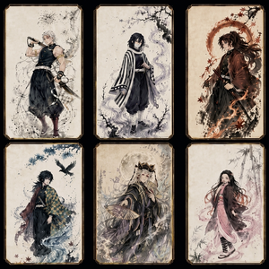 Póster Colgante de Madera con Impresión a Todo Color de <span class=keywords><strong>Anime</strong></span> Japonés, Tanjiro Nezuko, Esquinas Cuadradas, Pintura a Tinta, Juego de Mesa - Product Image 1