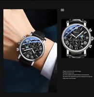 CHENXI-Montre Automatique de Luxe en Cuir Véritable Étanche pour Homme, Montres à Quartz Or de Sport Décontracté, Chronographe