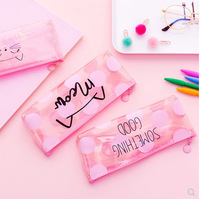 Trousse à crayons multifonction mignonne pour étudiants, kawaii, anime, dessin animé, grande capacité, pour enfants, boîte à crayons, sac à crayons transparent rose chat