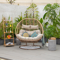 Fauteuil suspendu double en corde pour jardin extérieur avec support, chaise à bascule pliable pour patios et jardins
