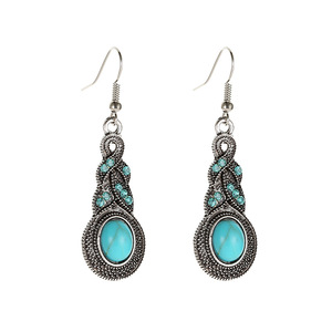 Collar de Aleación con Incrustaciones de Cristal Azul y Turquesa en Forma de Gota de Agua, Estilo Vintage Europeo Americano, Nueva Moda, Estilo Bohemio, Gran Venta - Product Image 5