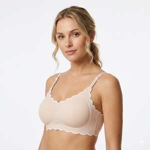 Comfort Fit Smooth Fit Wave Edge Brasier Full Cup Adjustable Shoulder Strap Nylon Seamless Bra For Everyday