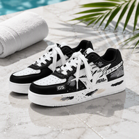 Baskets plateforme pour hommes en cuir PU, motif Graffiti Star Lightning, rehaussantes, décontractées, athlétiques, confortables et respirantes