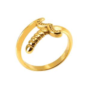 Anillo Estilo Espada y Daga, Chapado en Oro <span class=keywords><strong>de</strong></span> 18K, Anillo <span class=keywords><strong>de</strong></span> Acero Inoxidable Ajustable Abierto con Diseño <span class=keywords><strong>de</strong></span> Cuchillo - Product Image 5