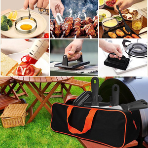 Lisen Outdoor Camping 17-Piece Stainless Steel BBQ Griddle Accessories Multi-Function Non-Stick Heat Resistant Tool Set <b>Brush</b> - Product Image 2