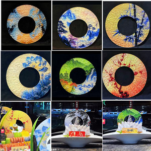 แผ่นอะคริลิคตกแต่งจานซาชิมิรูปทรงกลม ลายน้ำผึ้งและรสหวาน สไตล์จีนใหม่ สำหรับตกแต่งอาหารเย็นในโรงแรม - Product Image 5