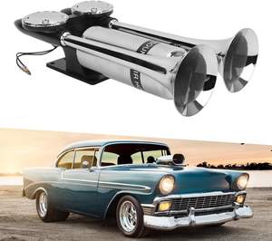 Bocina de aire de doble trompeta de 300DB para coches, barcos, altavoz de acero inoxidable, chapado en aleación de Zinc, bocina de Gas súper eléctrica de 12V/24V CC - Product Image 2