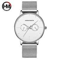 Montres Hannah Martin 150, cadran simple multifonction, montres pour hommes en acier de haute qualité, bracelet en maille, étanches, Reloj Hombre