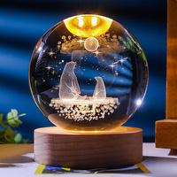 Noble USB LED Luz de noche Luz De Luna Oso Luna Príncipe Rosa Príncipe Unicornio Caballo Decoración para el hogar Bola de cristal