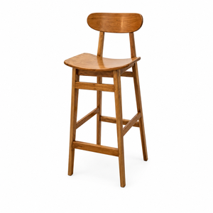 Chaise de bar en teck Ropan, tabouret de comptoir de cuisine artisanal, siège pour la maison, le café, le restaurant, l'hôtel et l'intérieur moderne - Product Image 4