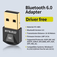 Adaptador USB Bluetooth 6.0, Transmisor y Receptor Inalámbrico, Compatible con BLE EDR para Escritorio