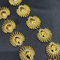 Kunststoff-Strass-Blumenkettenborte, 4 Stile, Gold-Silber-Blatt, Sonnenstrahl-Kristall AB, schillernd, umweltfreundlich, zum Aufnähen