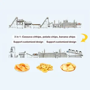 Otomatik 150-100 kg/saat 200 kg/saat taze patates cipsi üretim üretim hattı satılık
