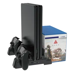 Support Vertical mince pour PS4, ventilateur de refroidissement, support de stockage de Cd de jeu, poignée sans fil, support de charge pour console PS4 Pro Slim