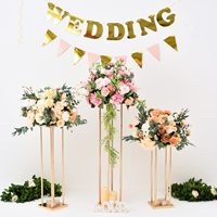 Colonne de décoration de table pour centre de table de mariage, vases dorés, piédestal en fer pour allée, support à fleurs en métal