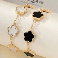 Joyería para Mujer, Aleación, Corazón, Amor, Étnico, Moderno, Trébol de Cinco Hojas, Flor, Regalo de Lujo Ligero, Pulsera, Bijoux Femme