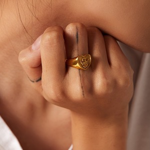 Heart Shape Angel Emblem <b>Ring</b> Gold Unisex Jewelry Gift Fashion <b>Rings</b> - Product Image 2