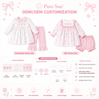 Ensemble short bébé fille Puresun, tricot imprimé, col carré à volants, nœud brodé, carreaux vichy, 2 pièces, OEM