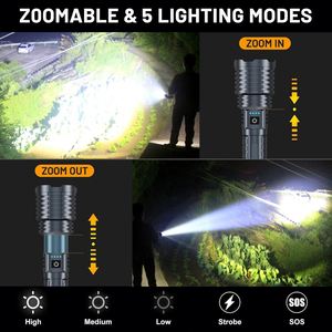 Most Powerful 1000 Lumens USB <b>Rechargeable</b> ABS Flashlight Emergency Spotlights 300-400M Beam Distance Tactical <b>Lantern</b> Camping - Product Image 3