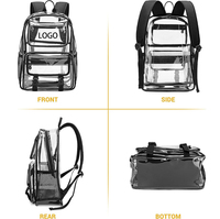Sac à dos multifonctionnel transparent en PVC personnalisé, grande capacité, sac d'ordinateur tendance, durable, léger, fermeture éclair, pour l'école