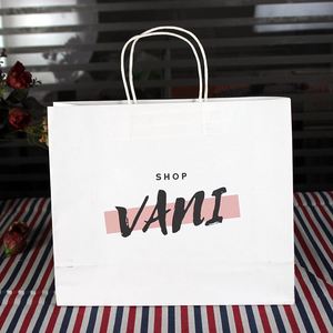 Bolsas de Papel Kraft con Asas, Impresas con Logotipo Personalizado, al por Mayor, Embalaje Ecológico para Tiendas de Ropa y Compras Minoristas - Product Image 2