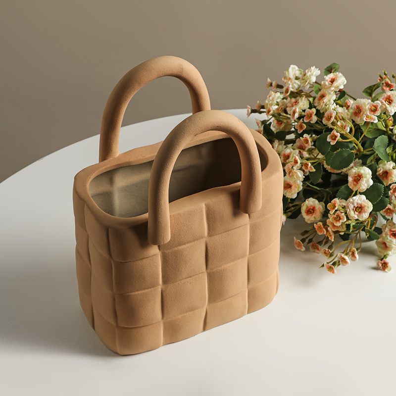 Modern Bag Vase Ceramic Vases Chinese Style Simple Designed Porcelain flower vase