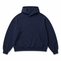 Sweat à capuche ample et court en molleton bouclette 520 GSM, 100% coton, style streetwear américain, coupe décontractée, uni, vierge